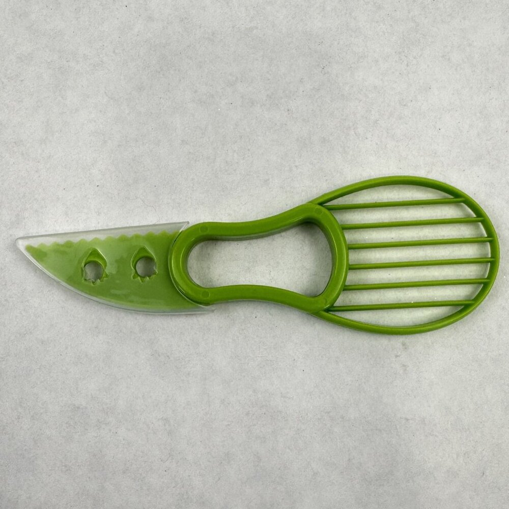 Avocado Slicer Pitter Safety Cover Green Plastic Multi-Function Kitchen Tool NEW